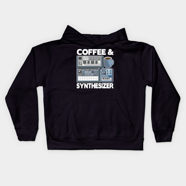 Analog Modular Synthesizer and Coffee Synth Vintage Retro Kids Hoodie by Kuehni